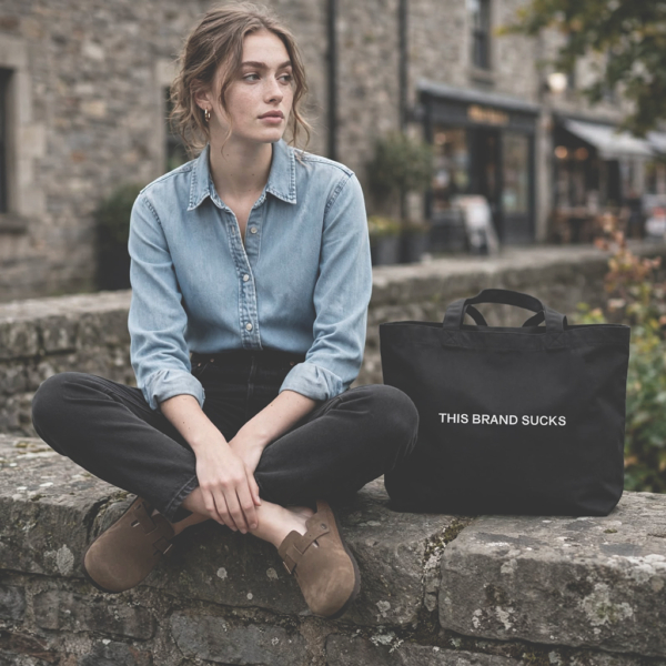Large organic tote bag This Brand Sucks