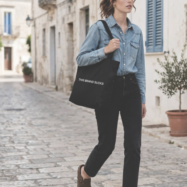 Large organic tote bag This Brand Sucks